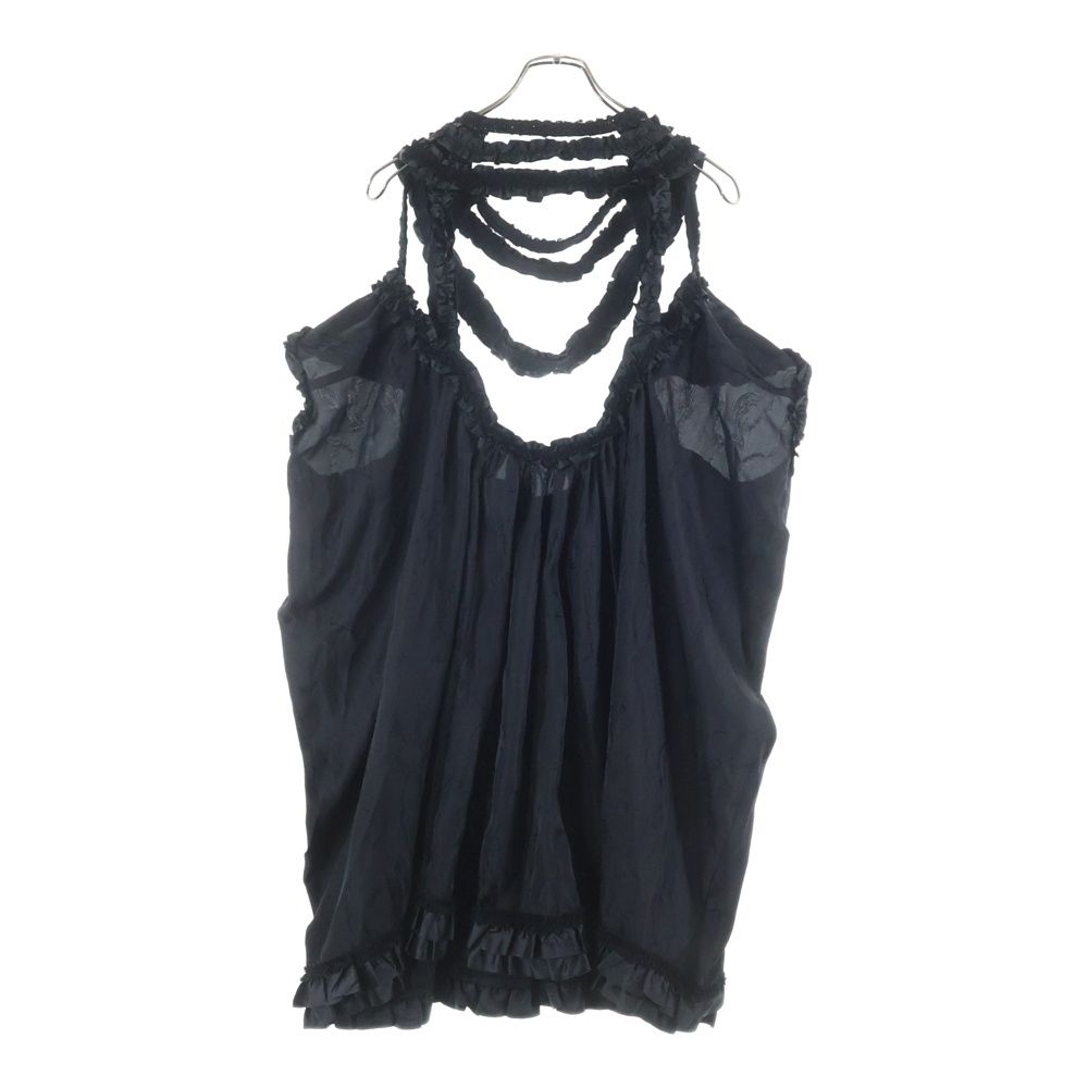 COMME des GARCONS コムデギャルソン 08 AW エスニック総柄 フリルショルダー チュニック レディース ブラック GB-O 007