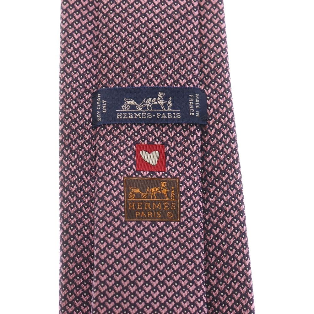 HERMES (エルメス) CRAVATE クラヴァット ハート ロゴ刺繍 シルク