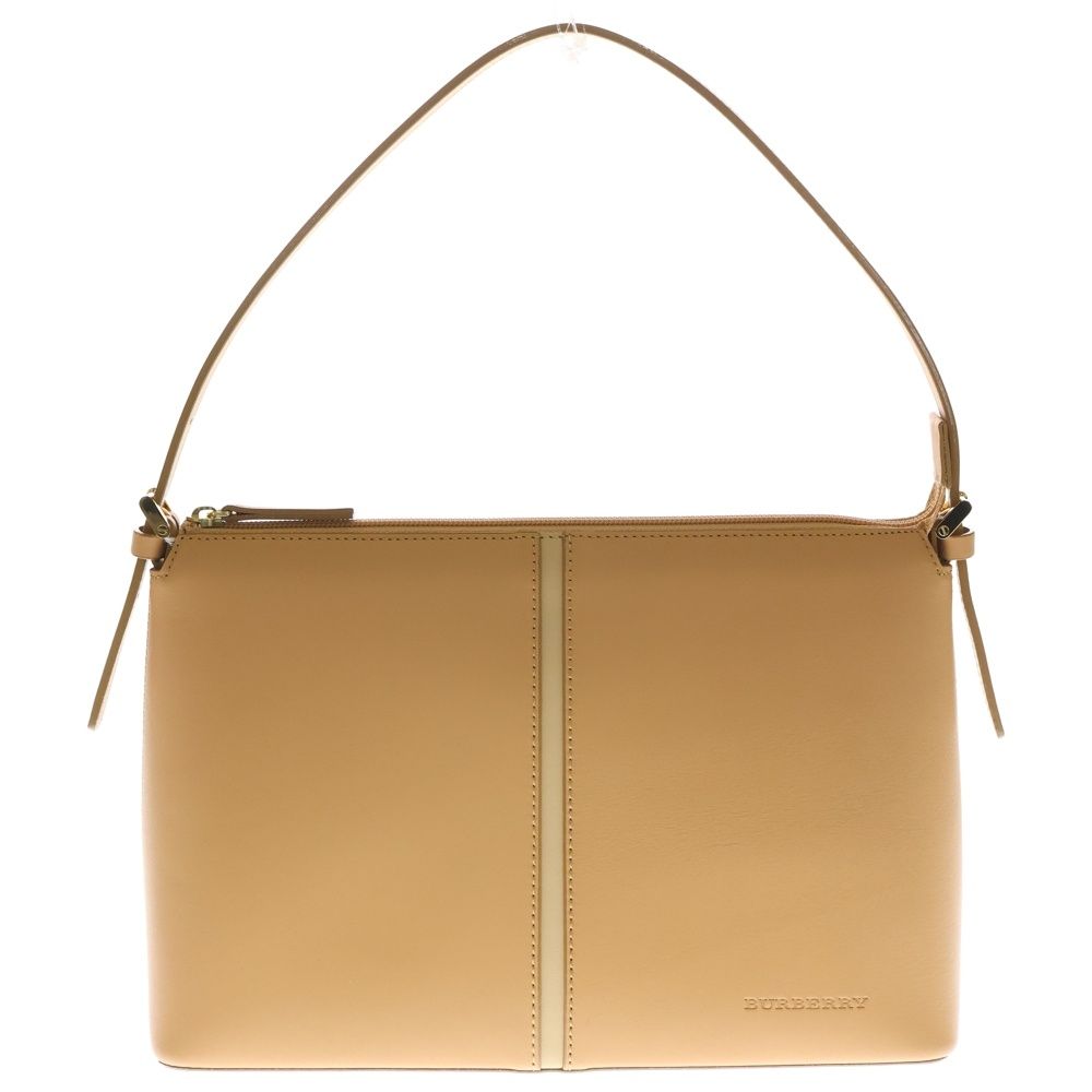 BURBERRY (バーバリー) ロゴ型押し レザー ショルダーバッグ ベージュ 