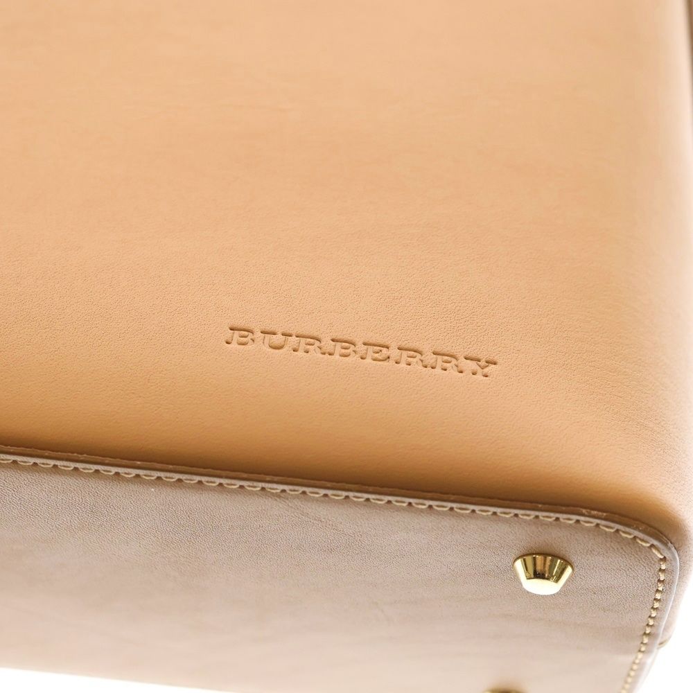 BURBERRY (バーバリー) ロゴ型押し レザー ショルダーバッグ ベージュ 