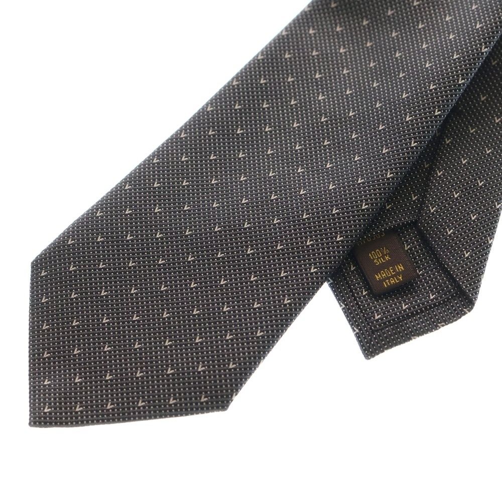 N9 新品未使用 現行品 ルイヴィトン V総柄 ロゴ刺繍 ネクタイ メンズ LOUIS VUITTON (ルイヴィトン) Vロゴ 総柄 シルク ネクタイ グレー