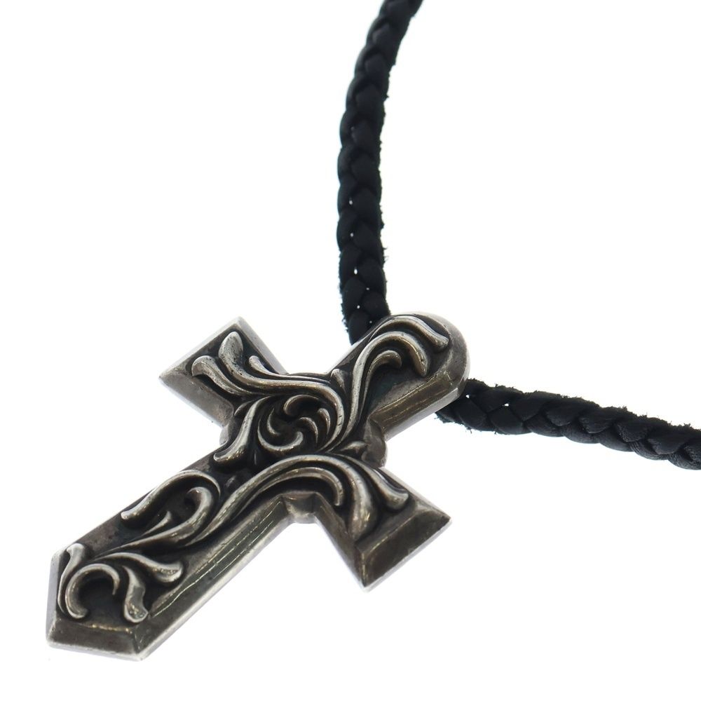 CHROME HEARTS クロムハーツ LRG VULCAN CROSS LB w|レザーブレイド ラージ バルカンクロス ペンダントトップ シルバー