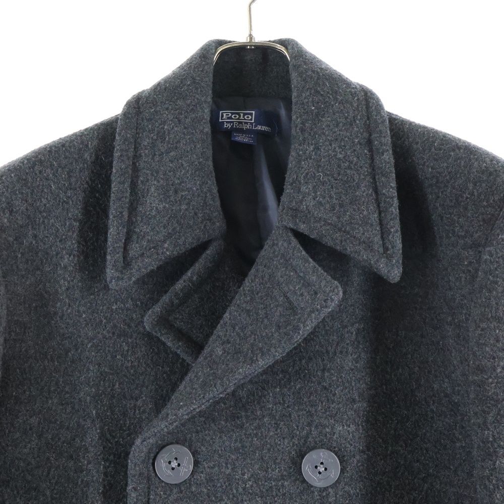 ラルフローレン　Pコート　ダークグレー　ウール100% POLO RALPH LAUREN (ポロラルフローレン) ウール ダブルブレスト P