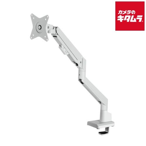 サンワサプライ CR- モニターアーム シングル ガススプリング式 薄型ショートクランプ ホワイト