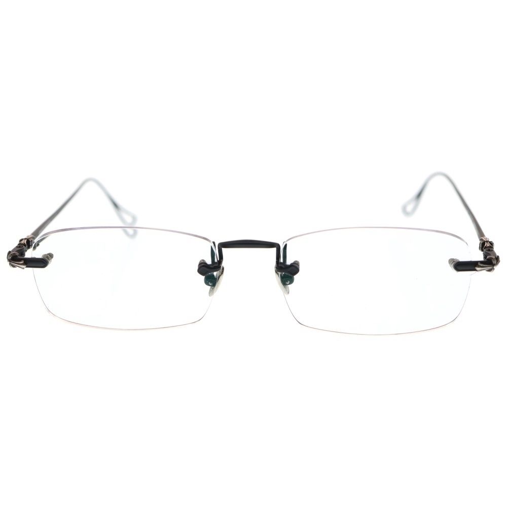 CHROME HEARTS クロムハーツ SINNERGASM II クロステンプル リムレス アイウェア 眼鏡 ブラック|シルバー