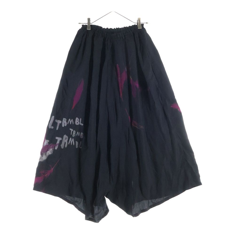 Y s ワイズ エンジェルプリント ダンガリー ツイル ギャザード サルエルパンツ ブラック レディース YL-P 14-205