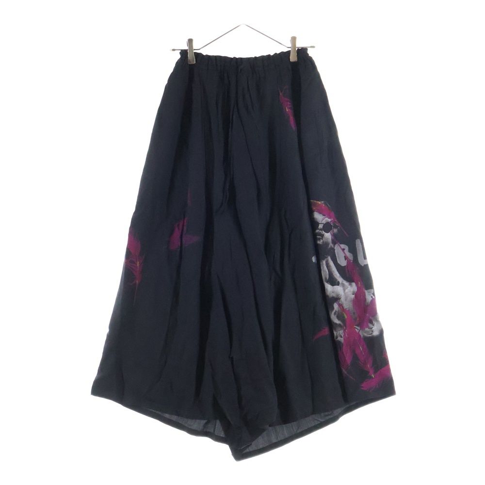 Y s ワイズ エンジェルプリント ダンガリー ツイル ギャザード サルエルパンツ ブラック レディース YL-P 14-205