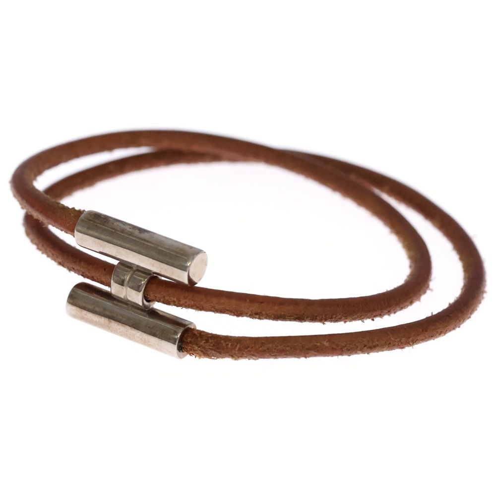 HERMES エルメス トゥルニ H型クラスプ ストリング ブレスレット ブラウン|シルバー