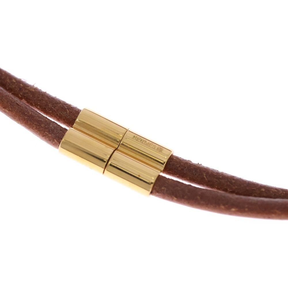  HERMES エルメス ヘラクリード ゴールド金具 ストリング チョーカー ネックレス ブラウン|ゴールド その他 ヘアアクセサリー