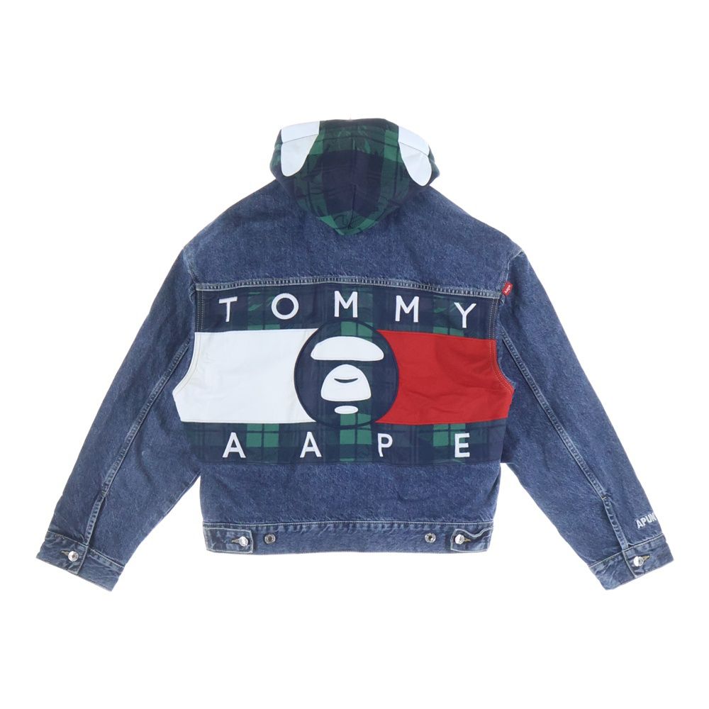 TOMMY トミーヒルフィガー ×A BATHING APE ドッキング フードデニムジャケット インディゴ