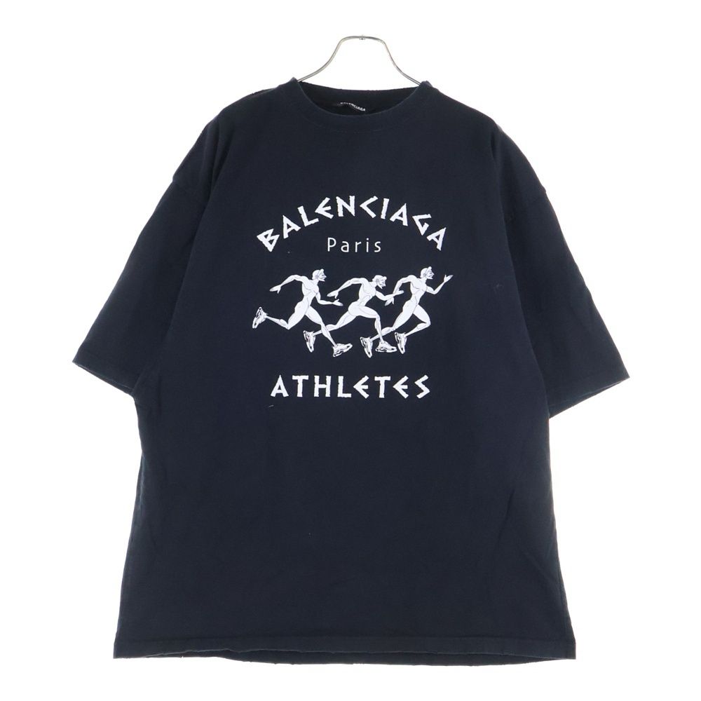 バレンシアガ 21 SS Athletes ロゴ プリント ダメージ加工 オーバーサイズ 半袖 Tシャツ カットソー ブラック 641614 TJVK 6