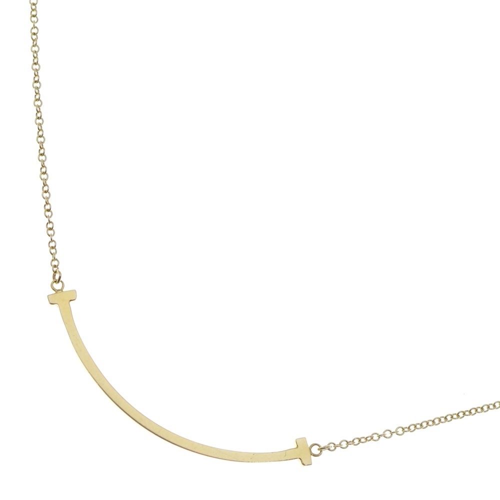 TIFFANY - Co. ティファニー Tスマイル スモール チェーンペンダントネックレス Au 750 YG イエローゴールド レディース