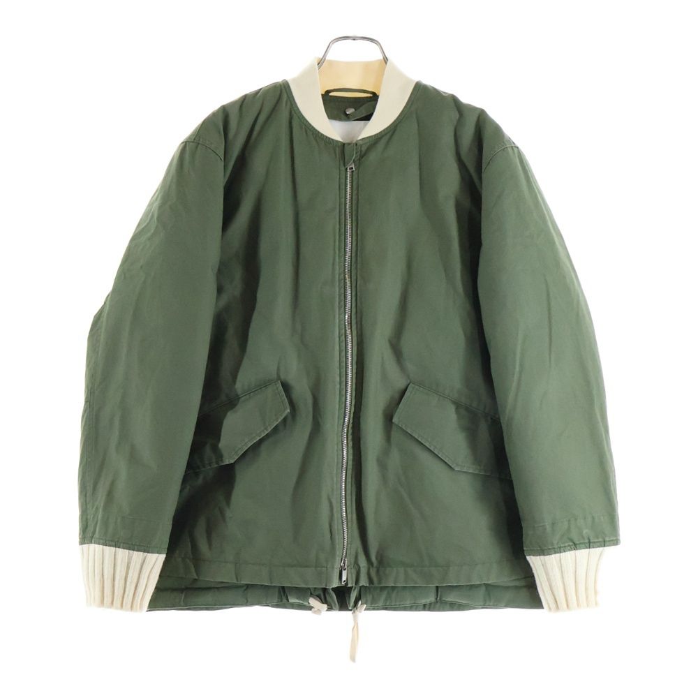 JIL SANDER ジルサンダープラス 21 AW ダブルフラップポケット ダウンライナー ニットアーム切り替え フライトジャケット カーキ CM PW IA 0511