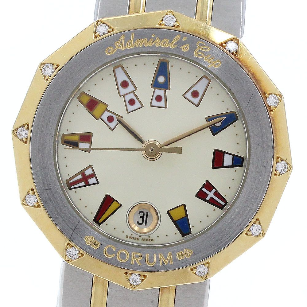 コルム CORUM 39.610.28 V-52 アドミラルズカップ 12 Pダイヤベゼル デイト クォーツ レディース _933914