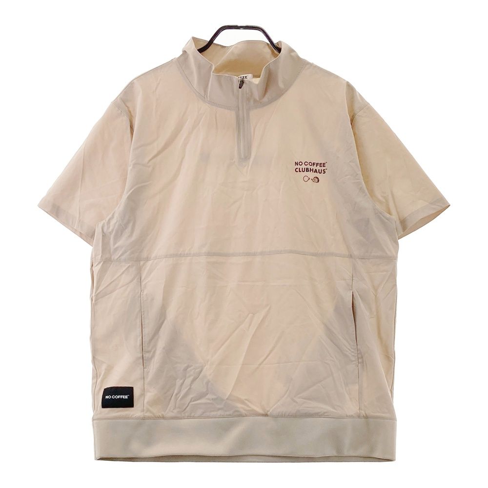 サイズ XL NO COFFEE ノーコーヒー × 半袖ハーフジップTシャツ ベージュ系 ゴルフウェア メンズ ストスト