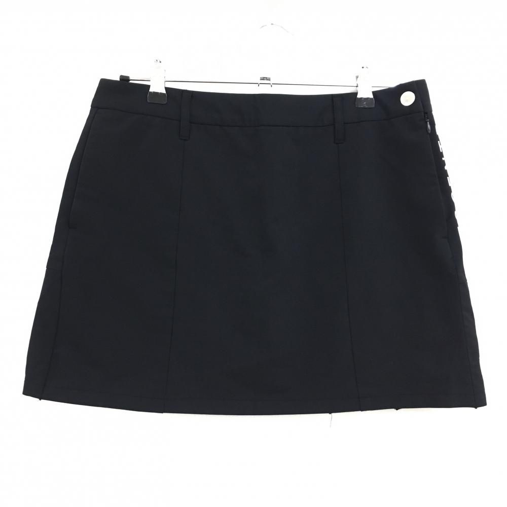 超 デサントゴルフ スカート 黒×白 後ろ裾プリーツ ロゴ 内側インナーパンツ 中田英寿 レディース 70|O ゴルフウェア DESCENTE