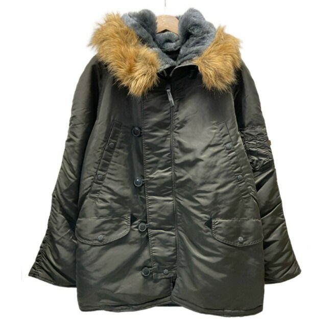 ALPHA INDUSTRIES フライトジャケット ミリタリージャケット アウター 無地 フード フルジップ フロントポケット アメカジ 古着