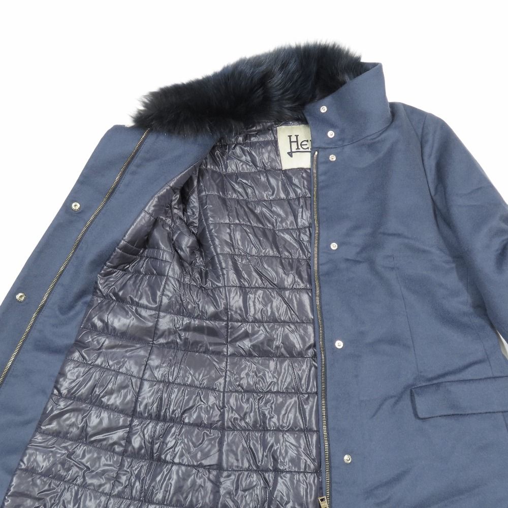 美品 Herno ヘルノ カシミヤ100％ スタンドカラーコート ロング