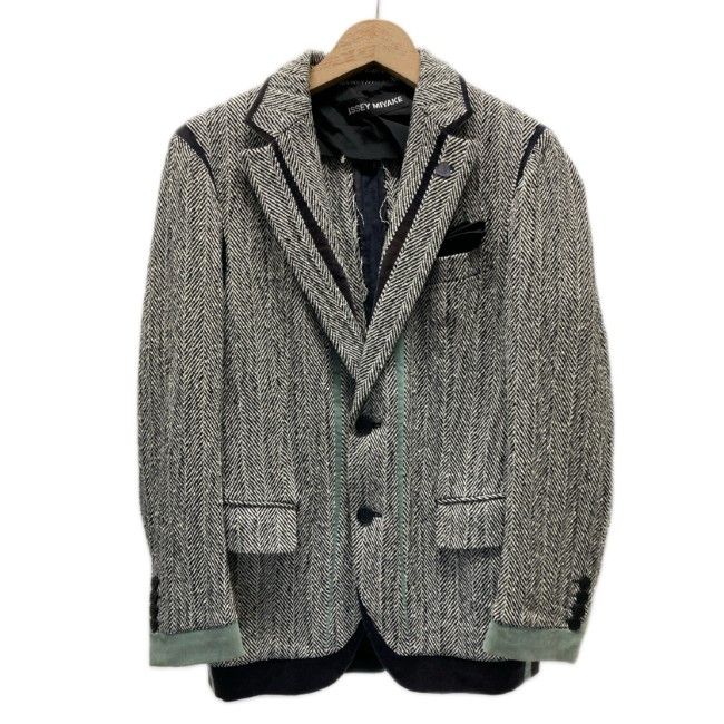 ISSEY MIYAKE テーラードジャケット ウールジャケット アウター ヘリンボーン 総柄 シングルボタン フロントポケット 日本製 ドメスティック 古着