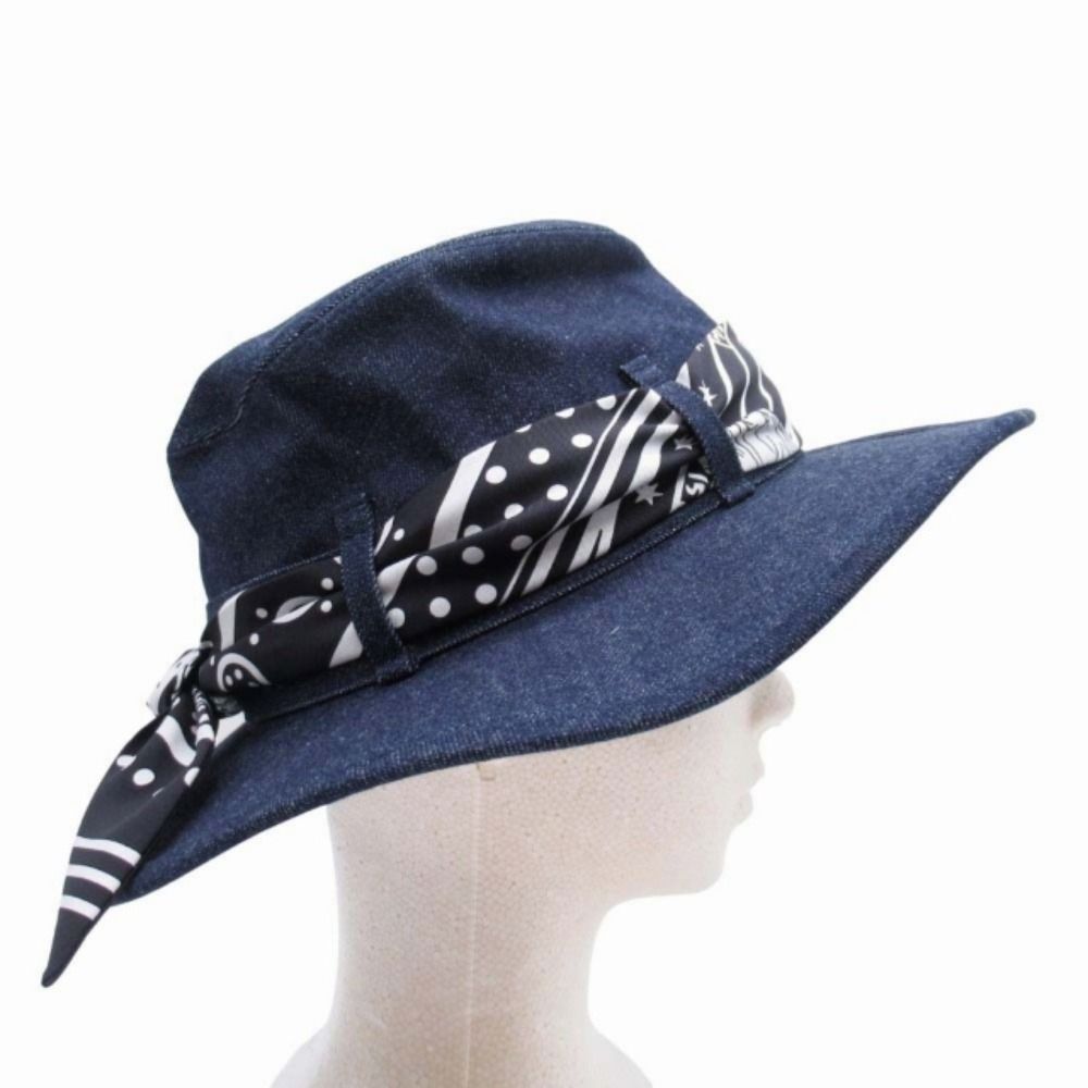 ♥ 24 aw HERMES エルメス エロイーズ シルキーハット デニム ワイドブリム 帽子 ツイリー 57 cm インディゴブルー メンズ レディース 古着 その他 ハット