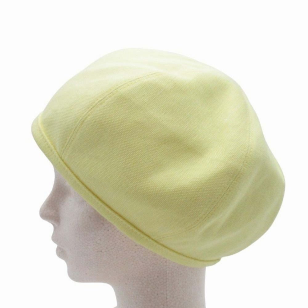 ♥ 23 ss HERMES エルメス Gabrielle Beret ガブリエル ベレー帽 リネン 帽子 キャップ 57 cm 黄 イエロー メンズ レディース 古着