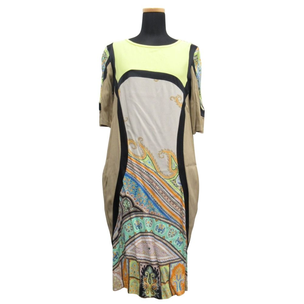 美品 ETRO エトロ シルク混 ペイズリー 総柄 ワンピース ドレス  