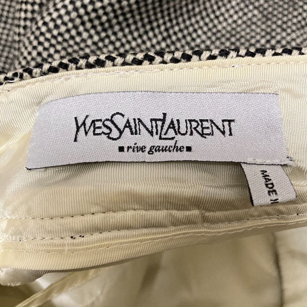  YVES SAINT LAURENT rive gauche イヴサンローランリヴゴーシュ モヘヤブレンド ショートパンツ サイズ34 グレー×ブラック レディース 古着 ショートパンツ ハーフパンツ パンツ