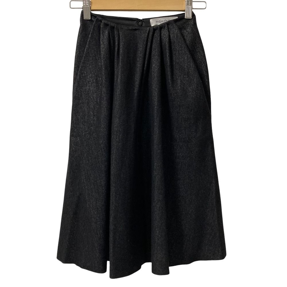 YVES SAINT LAURENT rive gauche イヴサンローランリヴゴーシュ ストレッチ ドレープスカート サイズXS グレー レディース 古着