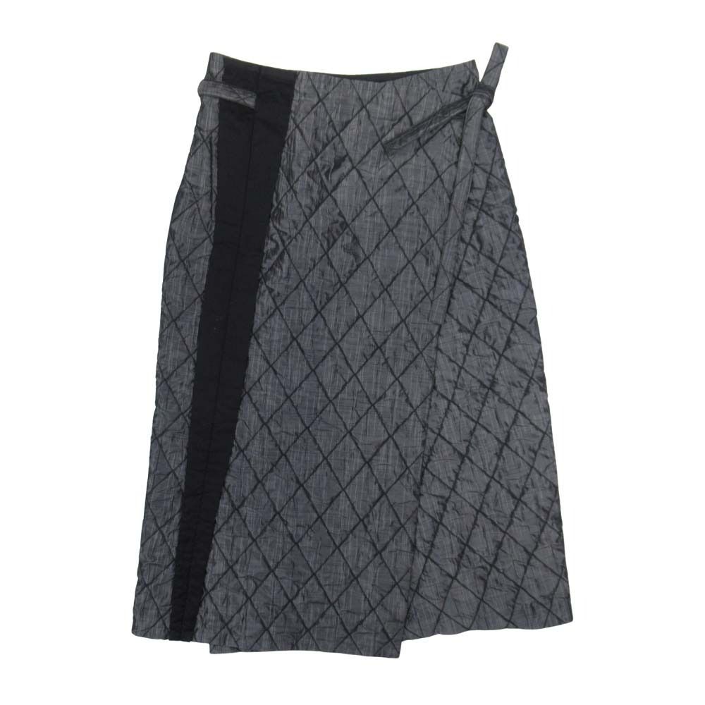 Haat ISSEY MIYAKE ハート イッセイミヤケ キルティング ラップスカート ロング丈 巻きスカート 2 グレー レディース 古着