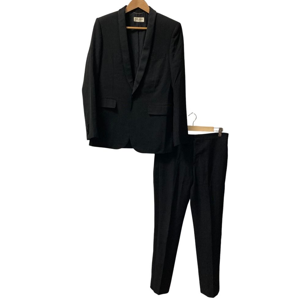 SAINT LAURENT サンローラン エディ期 スモーキングジャケット スラックス セットアップ メンズ スーツ サイズ46 ブラック 古着