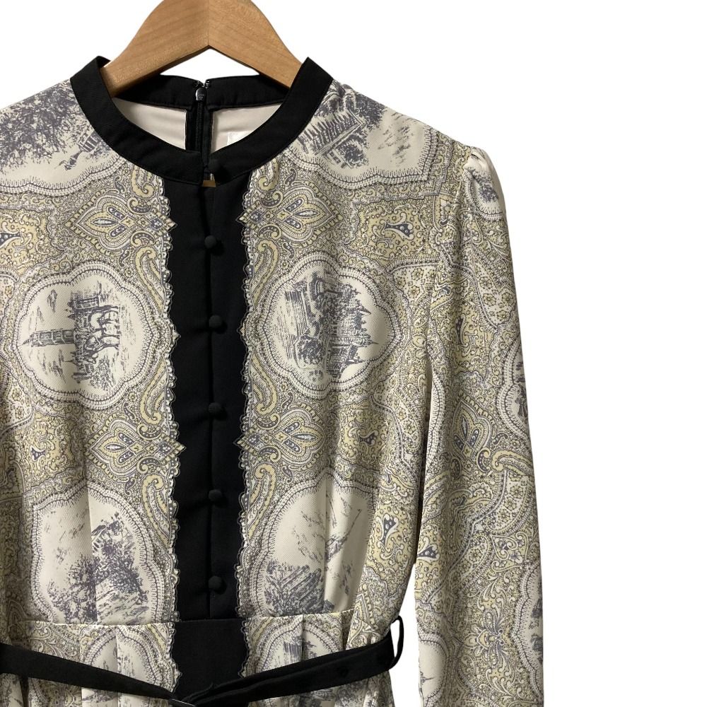 Ameri VINTAGE アメリヴィンテージ ペイズリー柄プリント シャツワンピース サイズM アイボリー レディース 古着