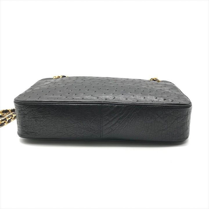 美品 CHANEL シャネル ココマーク オーストリッチ レザー ヴィンテージ チェーン ショルダー バッグ ブラック 鞄 かばん a11423 美品 CHANEL シャネル ココマーク オーストリッチ レザー ヴィンテージ