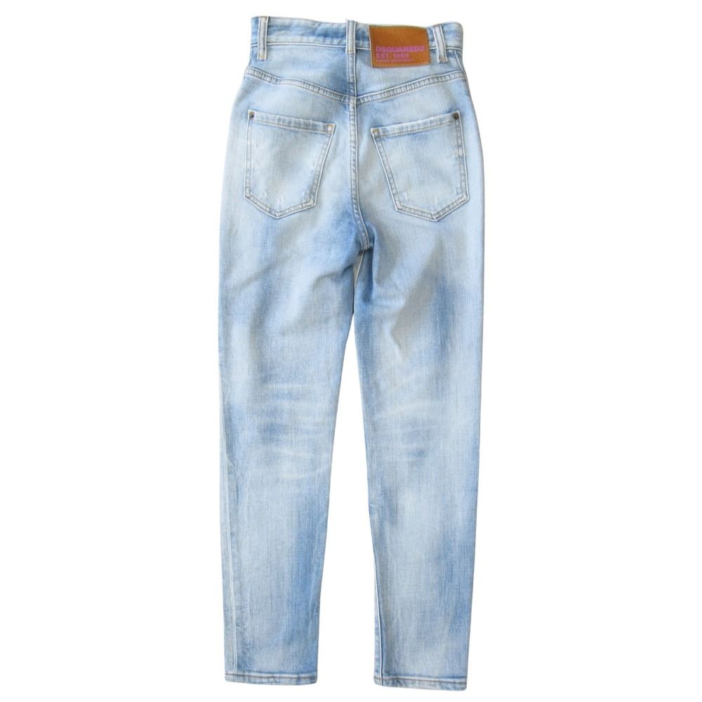 23 AW ディースクエアード ハイウエスト クロップド ツイギー ジーンズ デニム パンツ ダメージ加工 サイズ34 レディース 古着