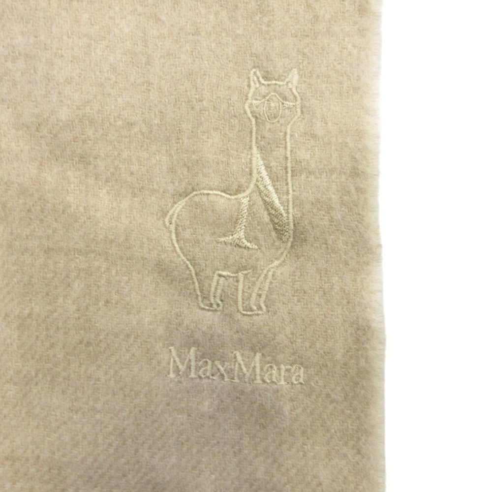  Max Mara マックスマーラ アルパカ刺繍 マフラー フリンジ ストール ベージュ 白 ホワイト レディース 古着 マフラー 小物