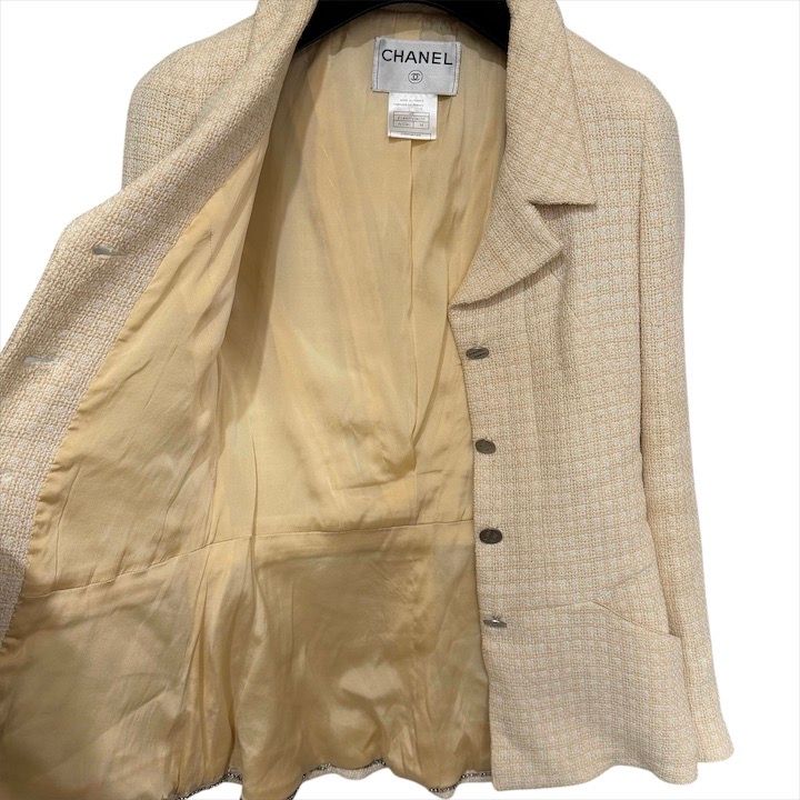 CHANEL シャネル ロゴ ボタン 00C ツイード ジャケット レディース