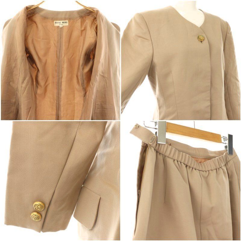 ハナエモリ HANAE MORI セットアップ ジャケット ノーカラー スカート