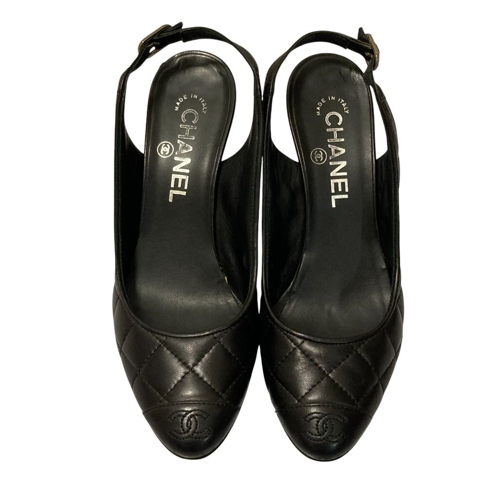 美品 CHANEL パンプス ココマーク バックスリング 38 24㎝ 美品 CHANEL シャネル ココマーク マトラッセ スリングバックパンプス