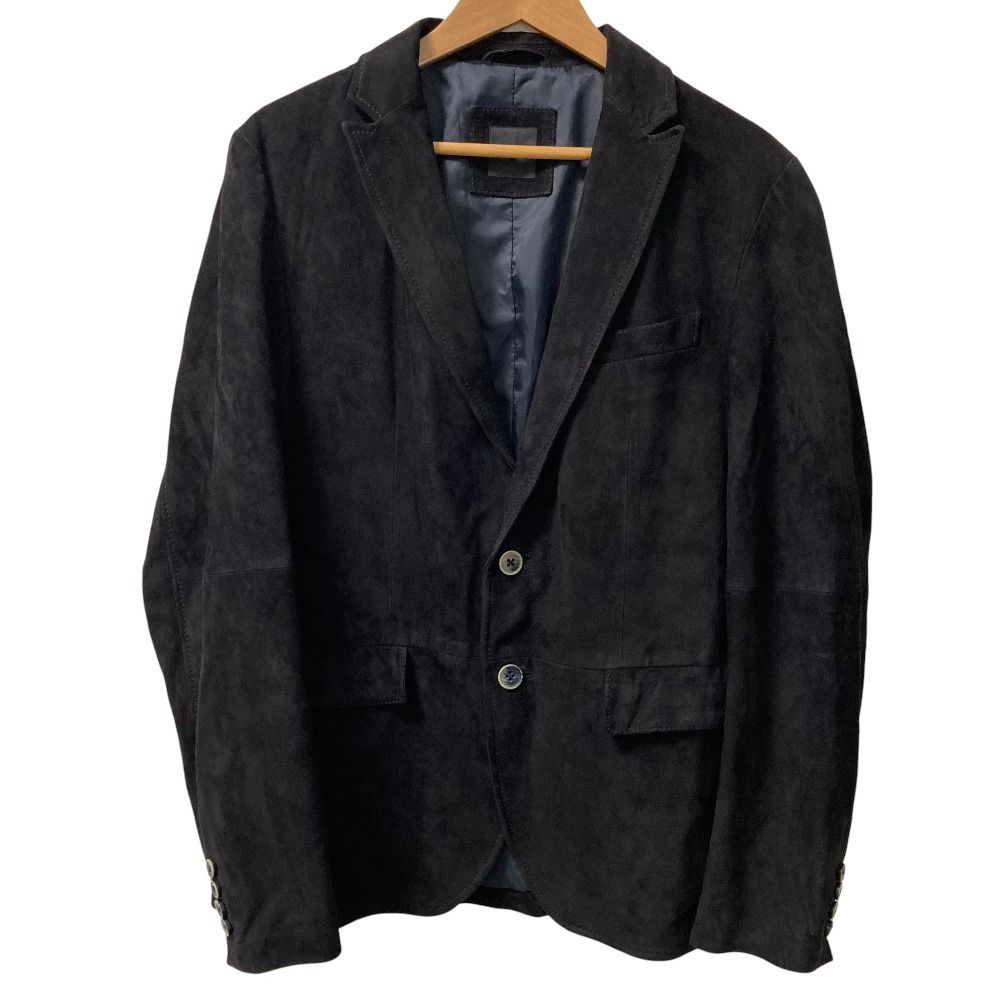 HUGO BOSS ヒューゴボス スエードレザー テーラードジャケット サイズ40 R ブラック メンズ 古着