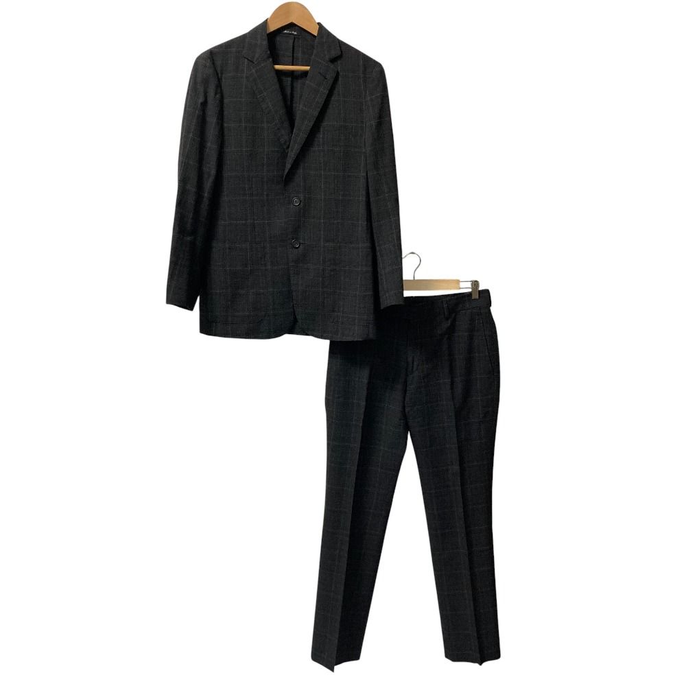 Dunhill ダンヒル ウインドウペンチェック テーラードジャケット パンツ セットアップ スーツ サイズ46|44 グレー メンズ 古着