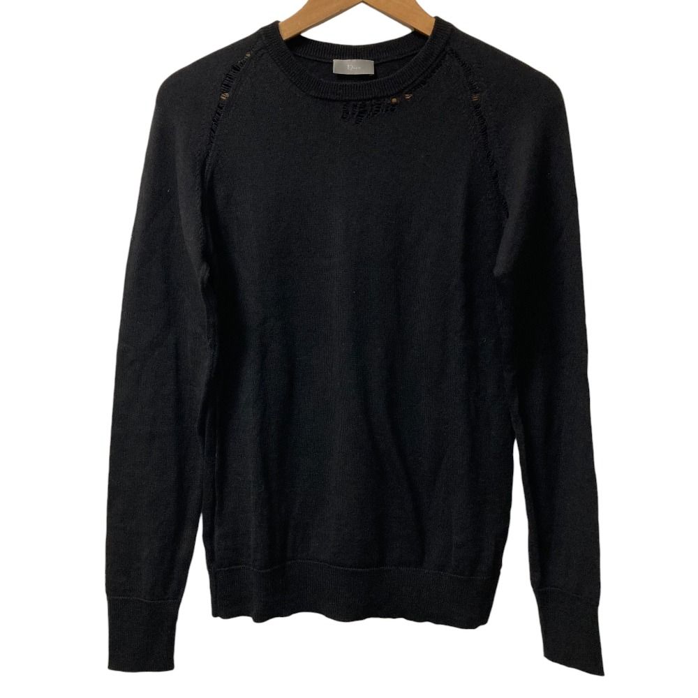 06 AW Dior Homme ディオールオム エディ期 ダメージ加工 ニットセーター ブラック メンズ 古着