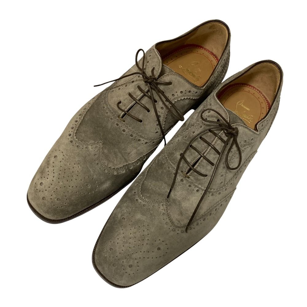 Christian Louboutin クリスチャンルブタン メダリオン ドレスシューズ サイズ41 1|2 約26.5 cm グレージュ メンズ 古着