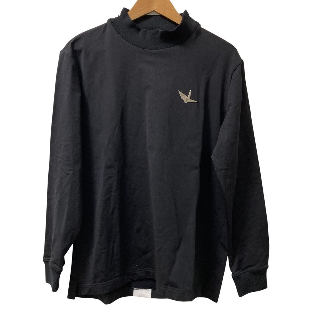 1 piu uguale 3 GOLF ウノピゥウノウグァーレトレゴルフ L|S MOCK NECK TAPE ゴルフウェア カットソー GRT 189 サイズV ブラック メンズ 古着