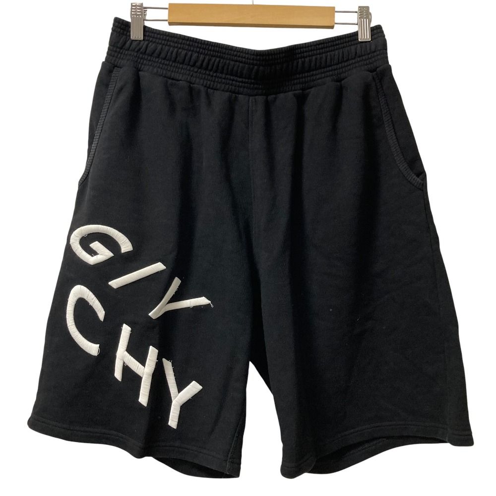 GIVENCHY ジバンシー Sweat Logo Shorts ロゴ刺繍 スウェットショートパンツ サイズL ブラック×ホワイト メンズ 古着