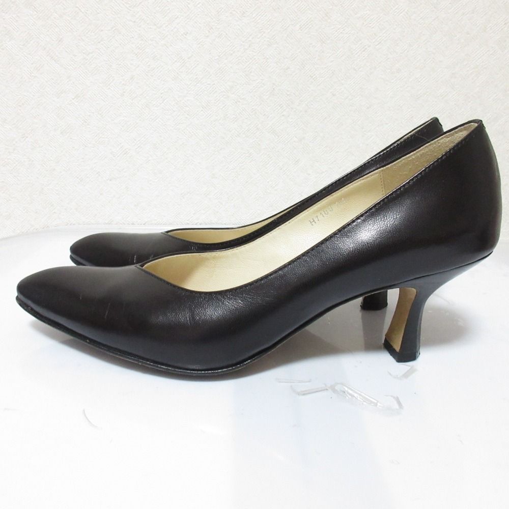 美品 YOSHITO ヨシト レザーパンプス 24 ブラック レディース 古着