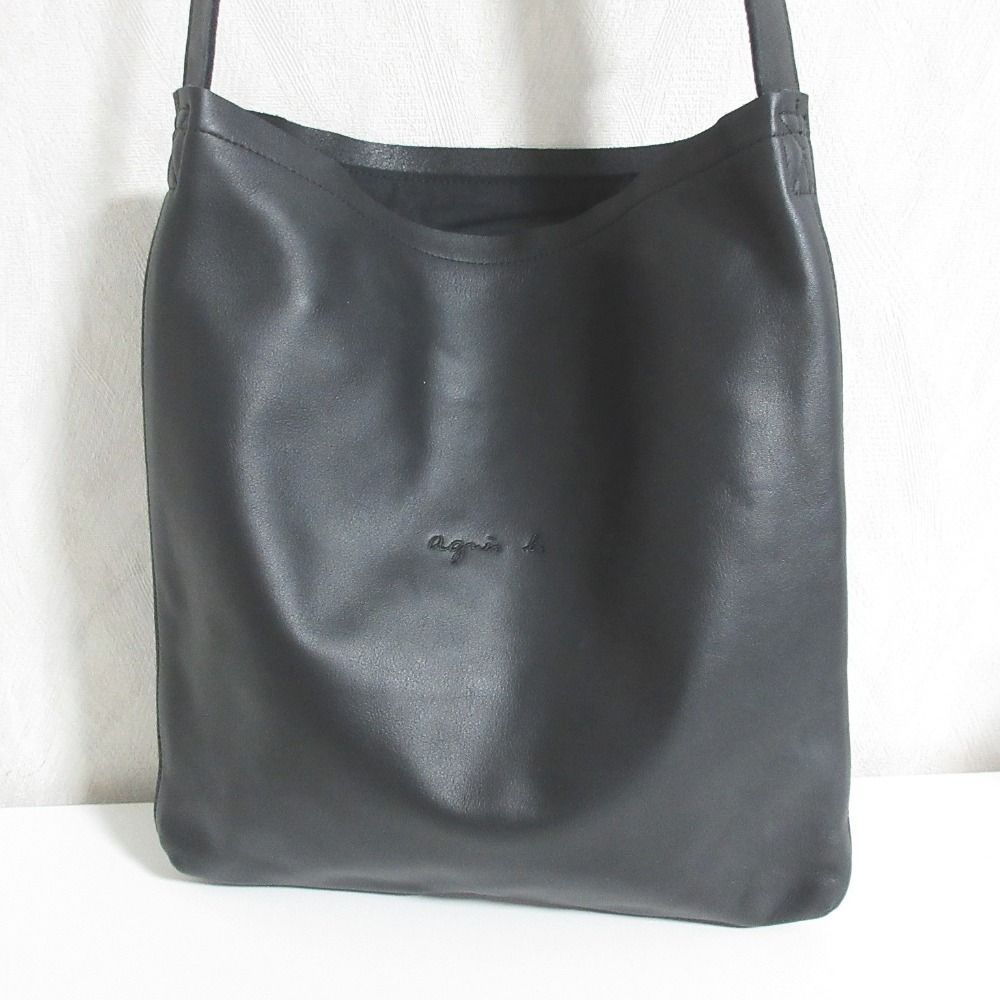 agnes b. アニエスベー PETER レザー ショルダーバッグ ブラック レディース 古着