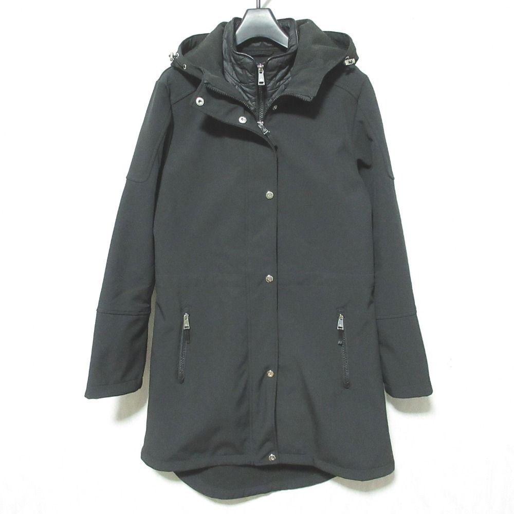 LAUREN RALPH ローレンラルフローレン フーディー レイヤー ロングコート サイズXS ブラック レディース 古着