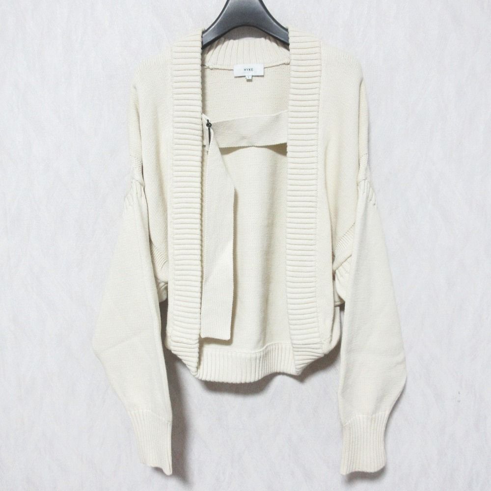 HYKE ハイク ベルテッドカーディガン 211-11228 サイズ1 アイボリー レディース 古着