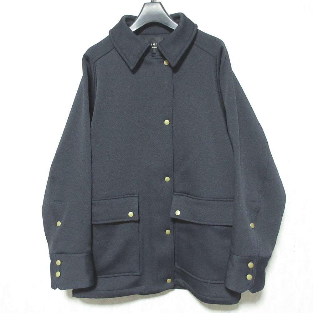 24 AW VERMEIL par iena ヴェルメイユパーイエナ 裏起毛ZIPブルゾン ミリタリージャケット コート ネイビー レディース 古着