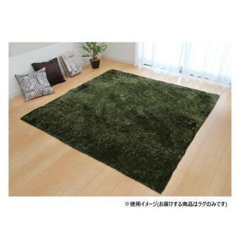 ソフトシャギー調ラグ ラルジュ 2畳 グリーン 約