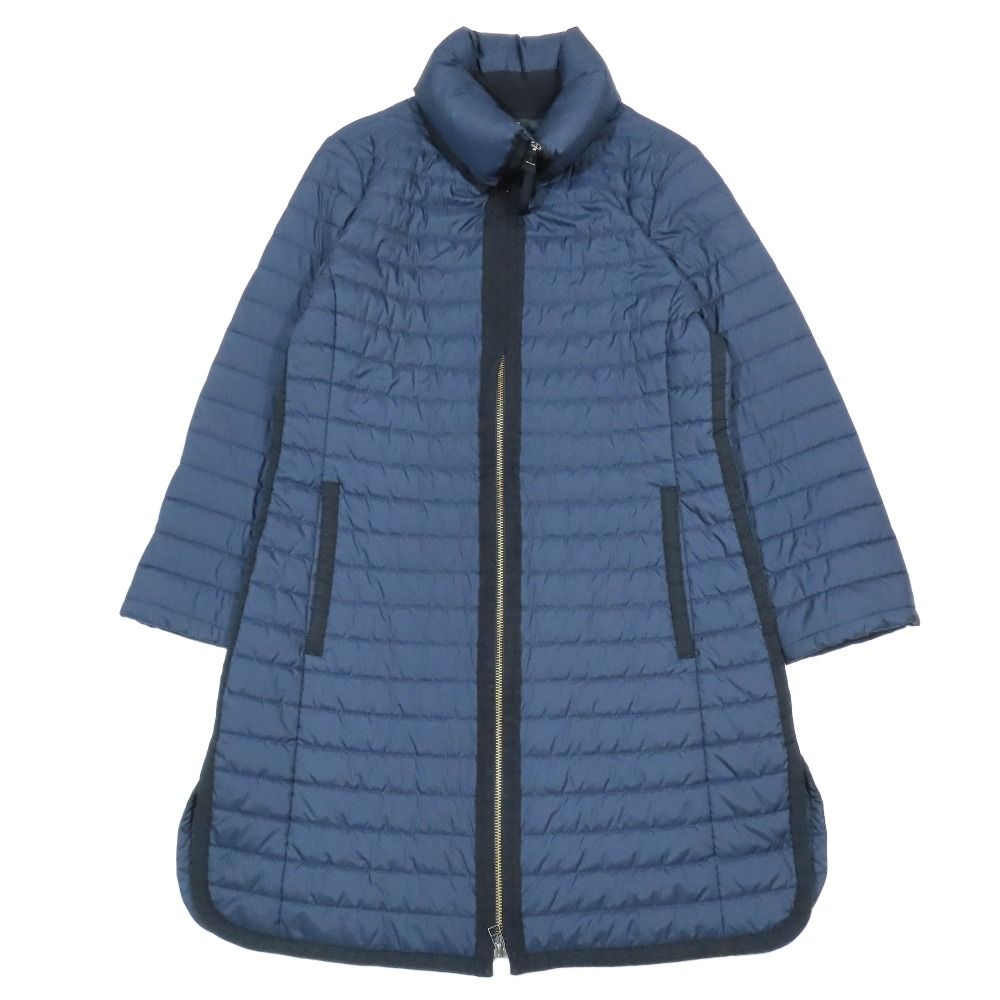 LANVIN ランバン コレクション ダウンコート ダウンジャケット ブルゾン ハイカラー ロング ジップアップ 38 紺 レディース 古着